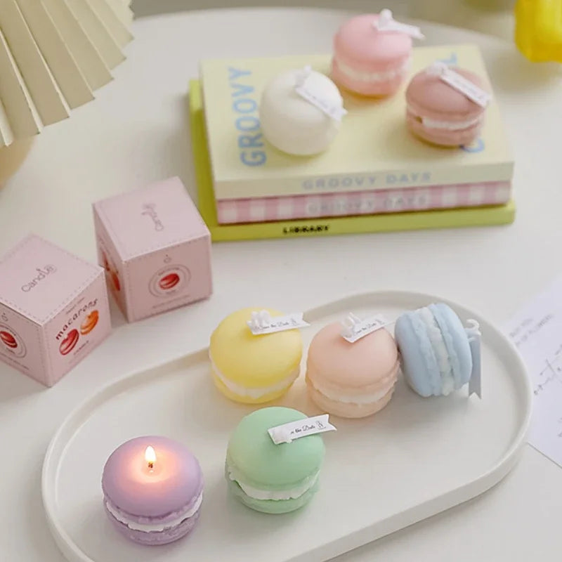 mini bougie parfumée macaron pour décoration intérieure et souvenirs