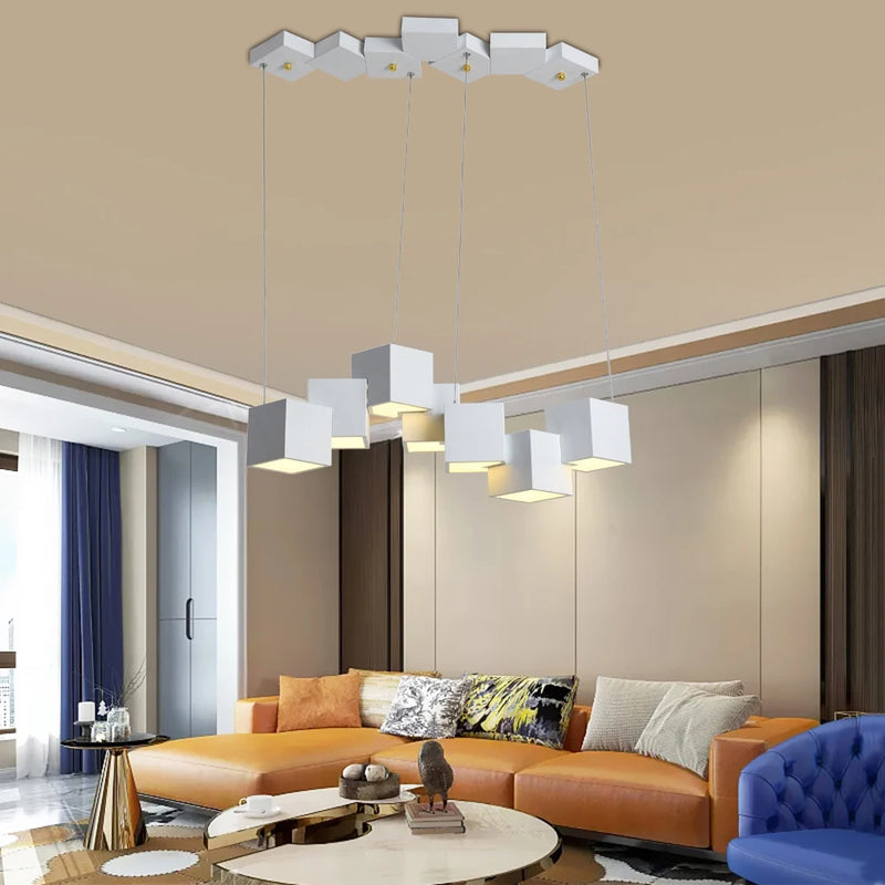 suspension led créative luminaire cube pour intérieur