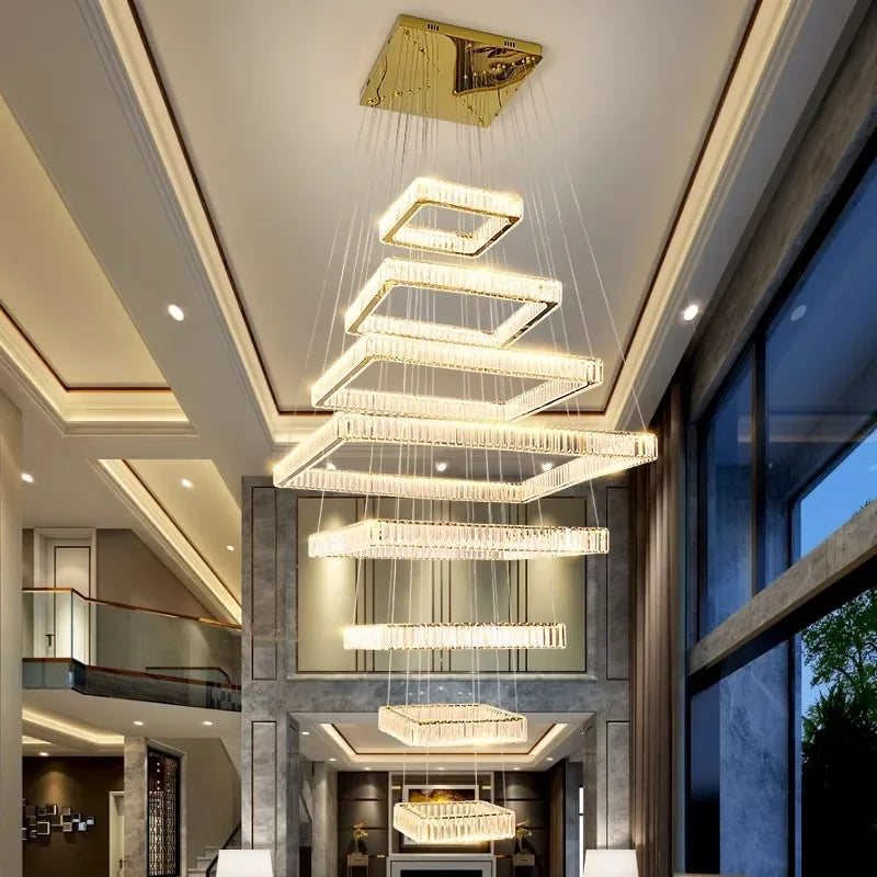 2024 New Modern Home Decoration Crystal Chandelier, Stair Pendant Lamp, Living Room Pendant Lights, Interior Lighting