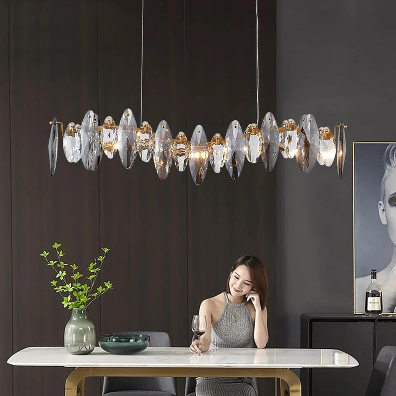 lustre moderne en cristal pour décoration intérieure élégante 2024