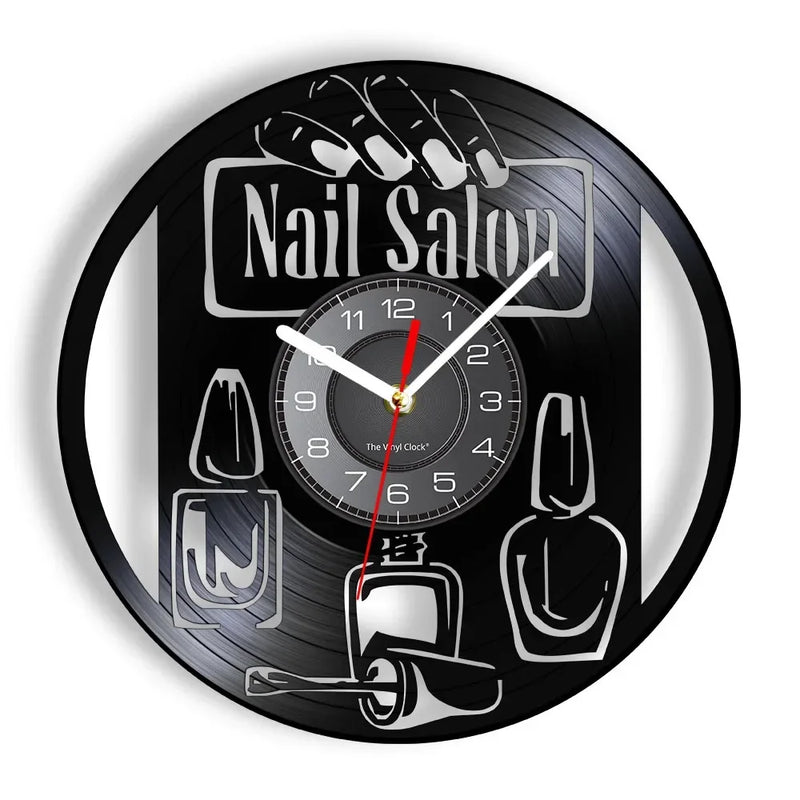 horloge murale vinyle pour salon de manucure et beauté