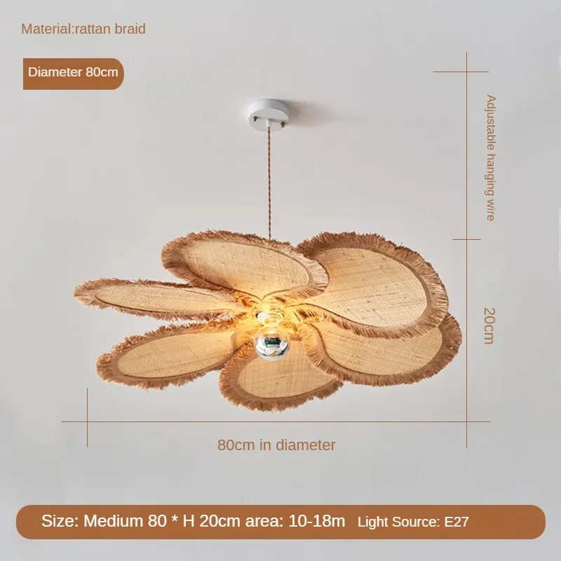 lustre minimaliste design floral tissé en herbe pour intérieur