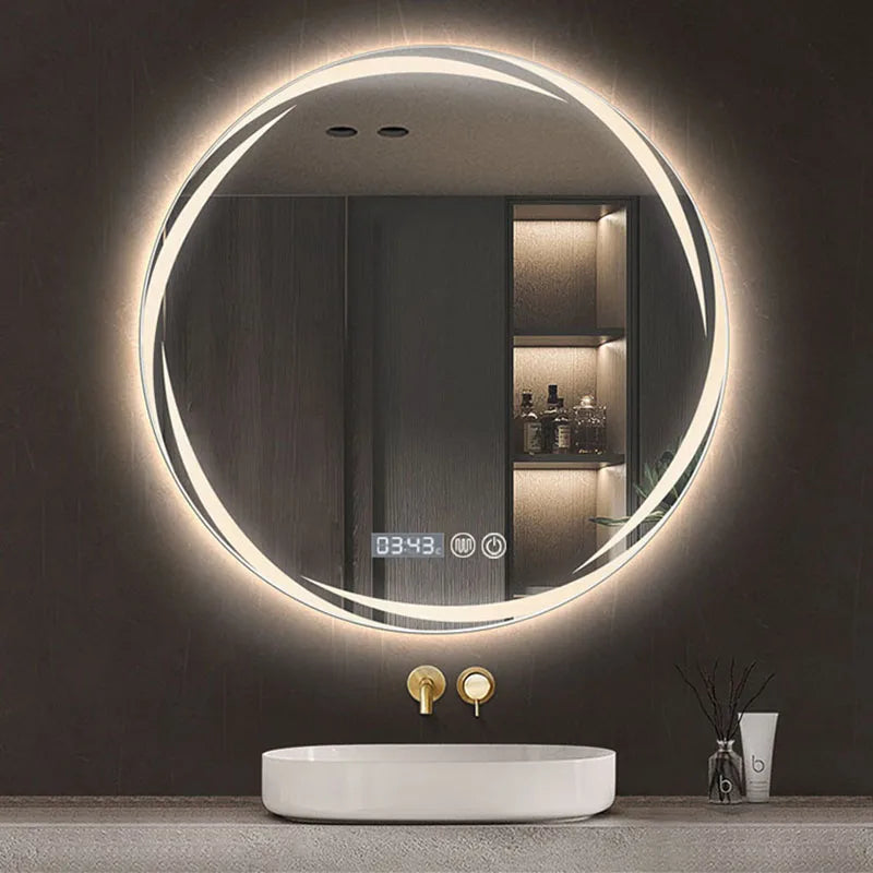 miroir circulaire créatif éclairé pour décoration moderne