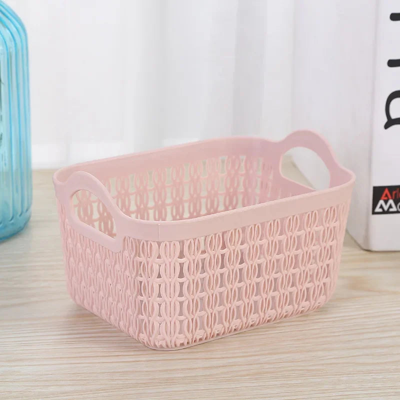 panier de rangement portable en rotin et plastique pour divers articles