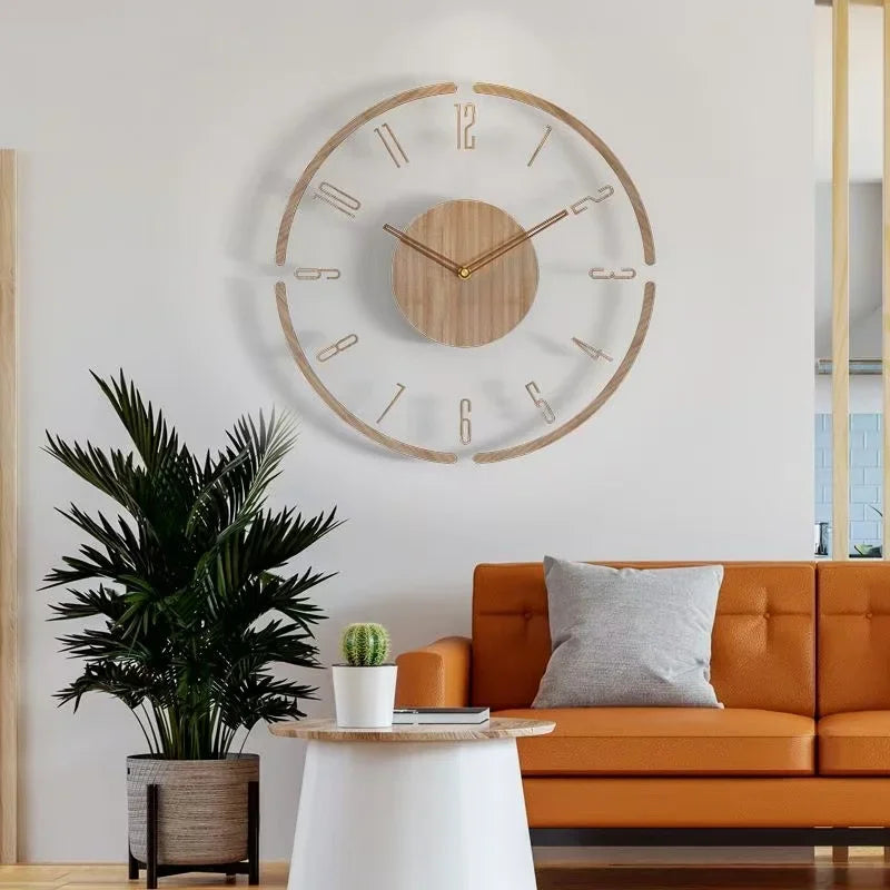 montre murale luxe en bois design moderne silencieuse quartz créative