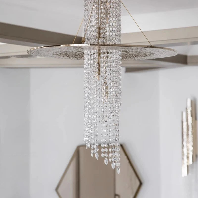 lustre en cristal moderne pour villa de luxe led