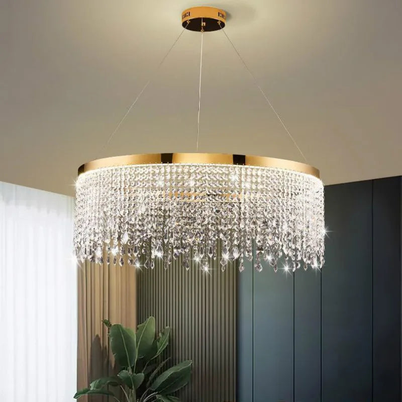 lustre moderne en cristal design circulaire éclairage de luxe suspendu