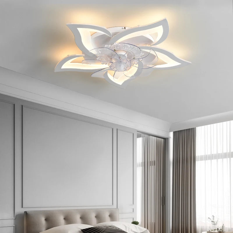 Busmos Fan LED Pendant Lamp Modern LED Pendant Lamp For Living Room, Bedroom, Studio Fan LED Pendant Lamp Dimmable White