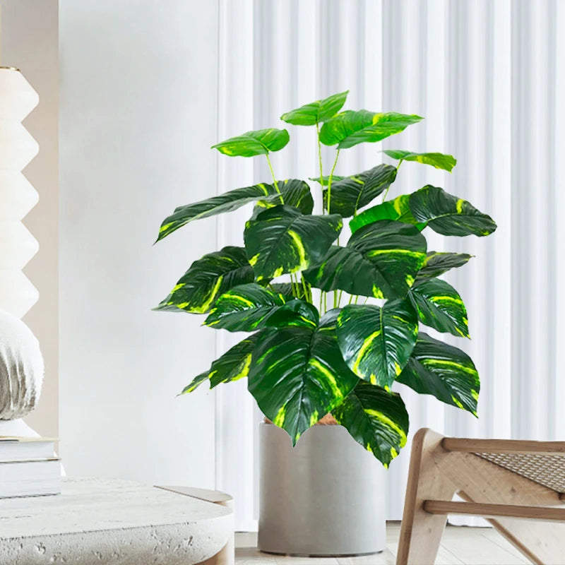 plantes artificielles grandes feuilles monstera pour décoration intérieure