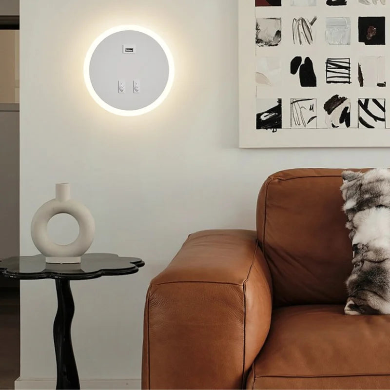 applique murale à led moderne avec port usb pour éclairage d'ambiance