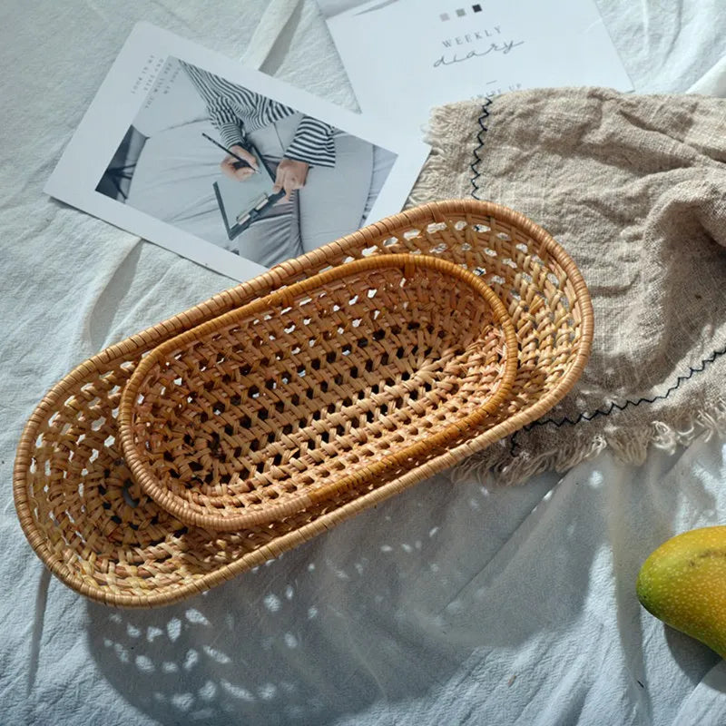 panier tissé à la main pour rangement de pain et fruits