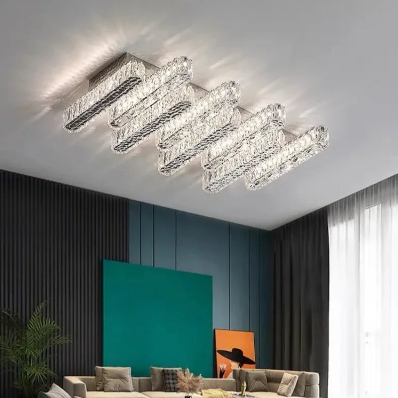 lustre led moderne en cristal avec intensité variable pour la maison