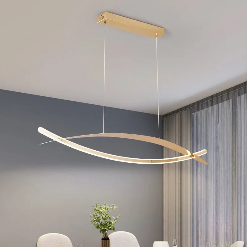 2023 Modern Led Simple Pendant Lamp Double Arc Creative Style Chandelier For Dining Room Living Room Deluxe Plating Color