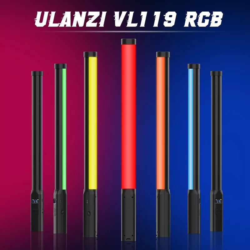 Ulanzi VL119 lampe de poche colorée RGB 19.68 pouces baguette de lumière LED portable CRI 95 + 2500 K-9000 K lampe de Studio de photographie