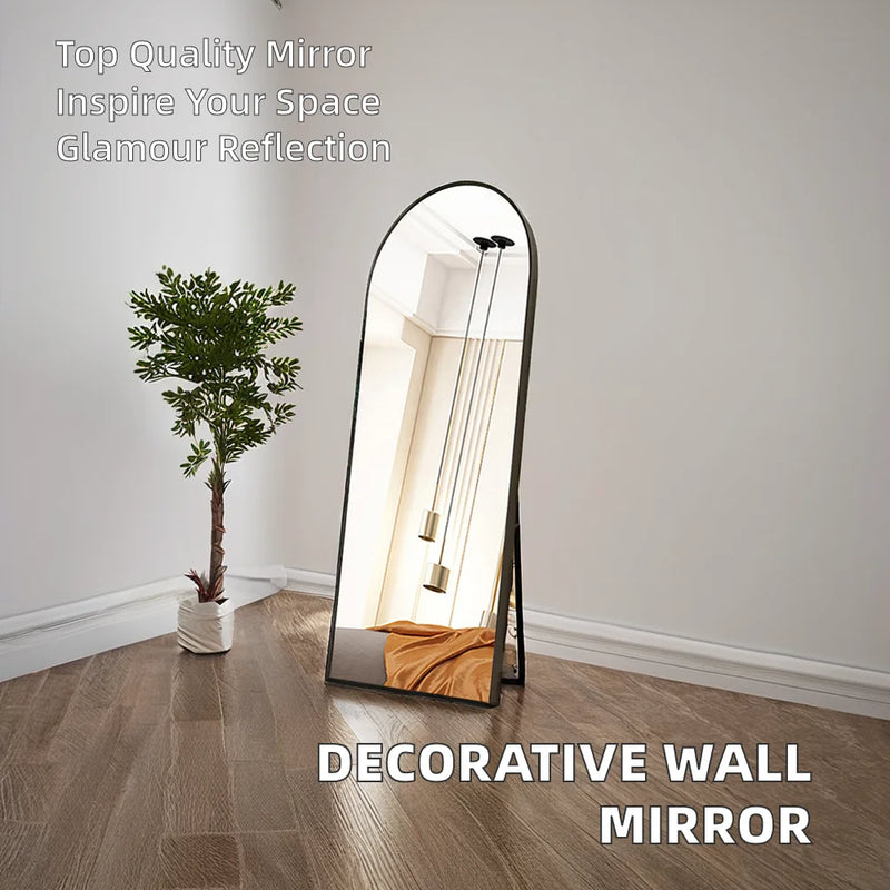 miroir de sol plein long design semi-circulaire pour intérieur