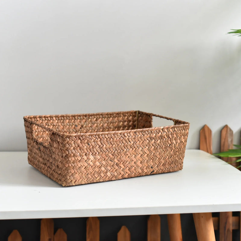 panier en osier tressé pour rangement et décoration