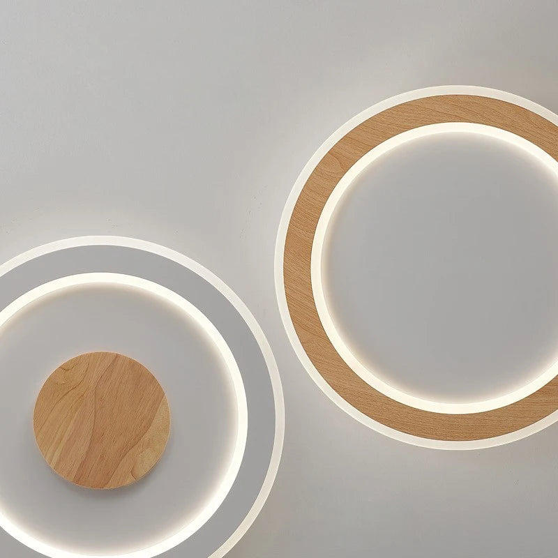 plafonnier led ultra-mince en bois massif design nordique moderne