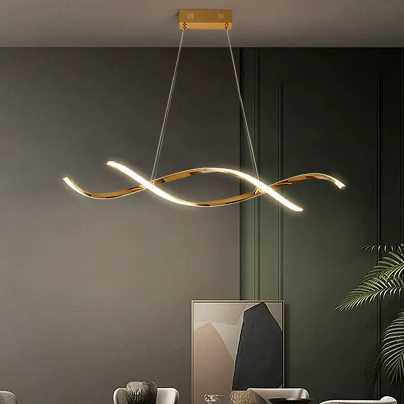 lustre moderne minimaliste en acier inoxydable pour restaurant et bar