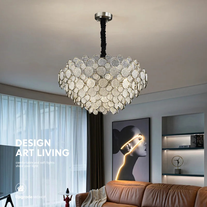 2023 Light Luxury LED Ceiling Chandelier Trend Villa Living Dining Room Pendant Lamp Modern Lustre Bedroom Hanging Light Fixture