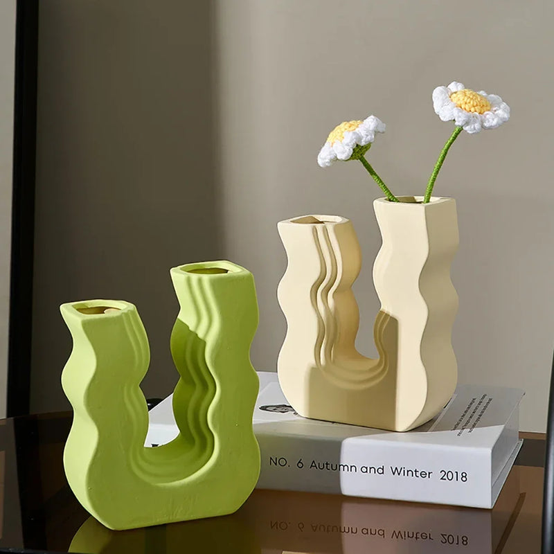 vase en céramique décoratif style morandi pour fleurs