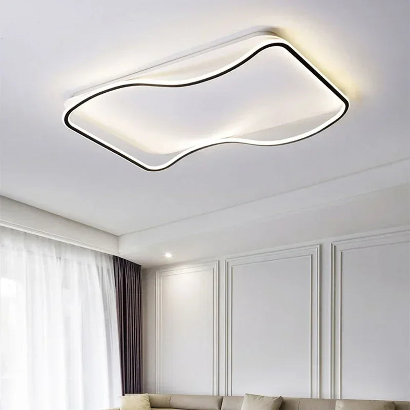 lustre moderne à leds pour décoration intérieure simple vague