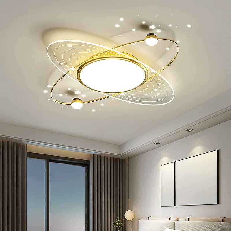 lustre moderne en fer avec éclairage led design étoile