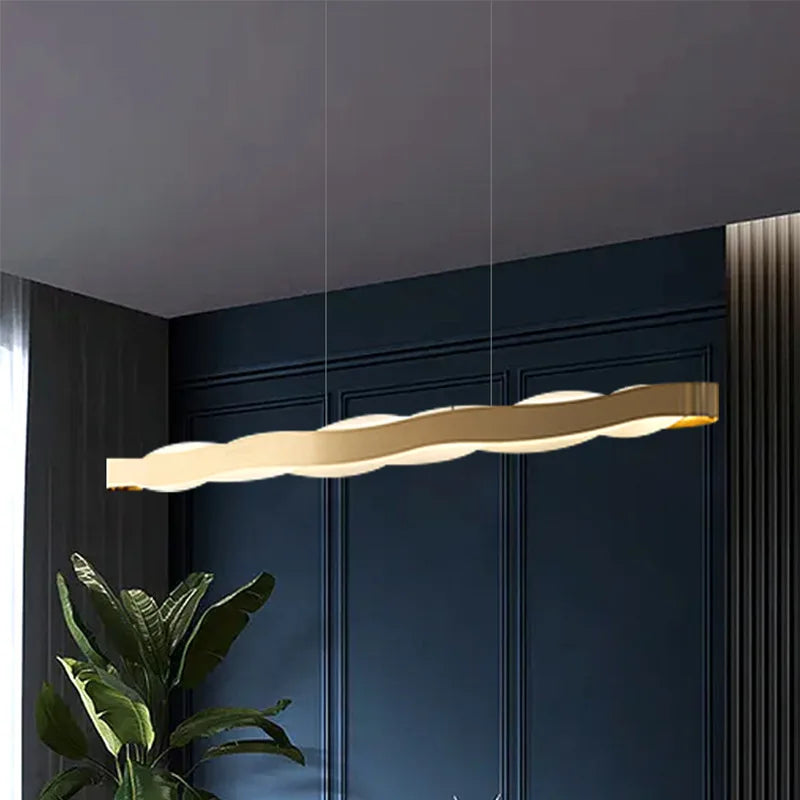 lustre moderne en acier inoxydable design vague pour décoration intérieure