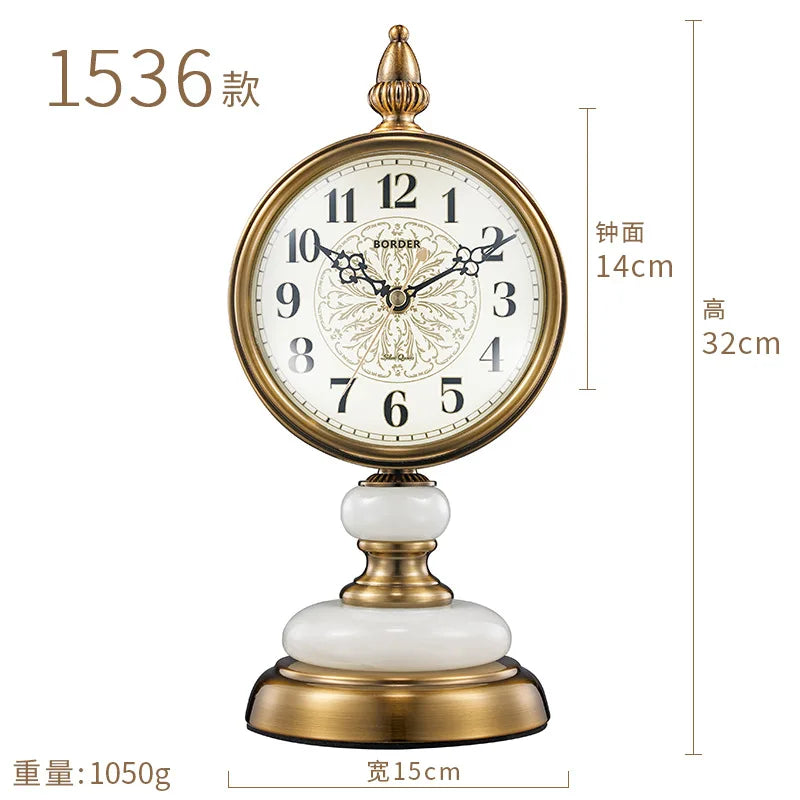 horloge de table européenne en métal plaqué cuivre élégant design luxe