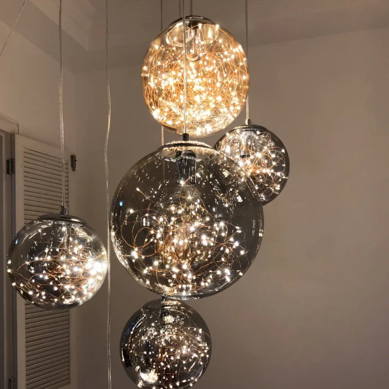 lustre nordique en étoile design en verre pour décoration intérieure