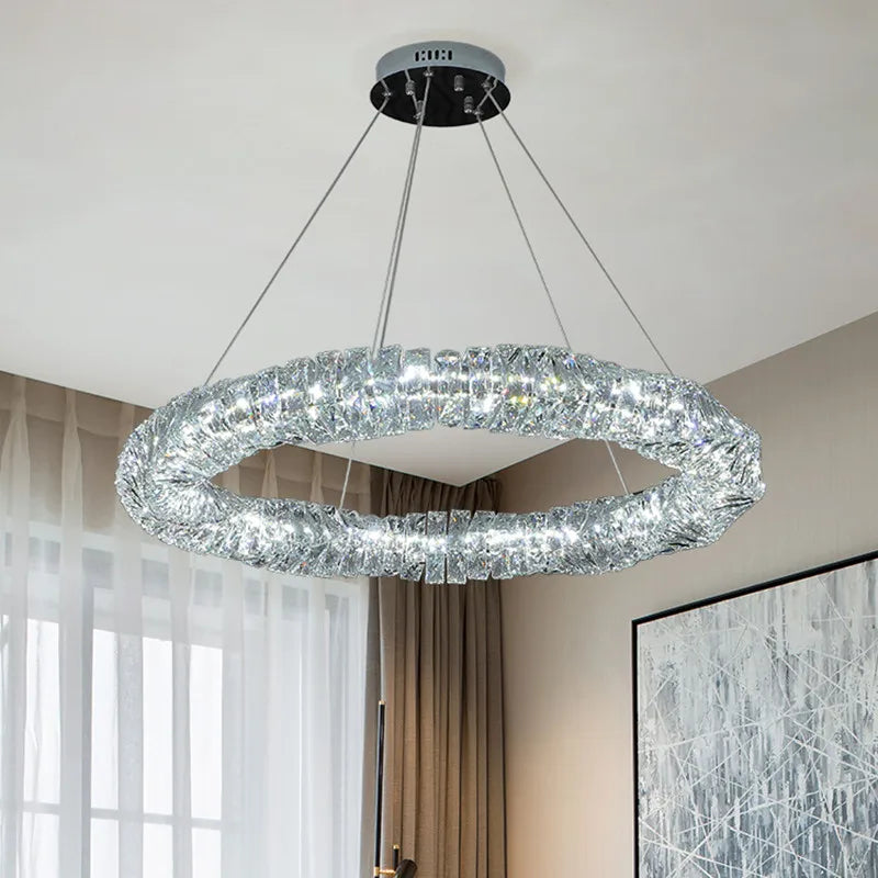 2024 Luxury K9 Crystals Chandelier Led Pendant Lights Steel Luxury Hanging Lamp Fixtures For Home decoration