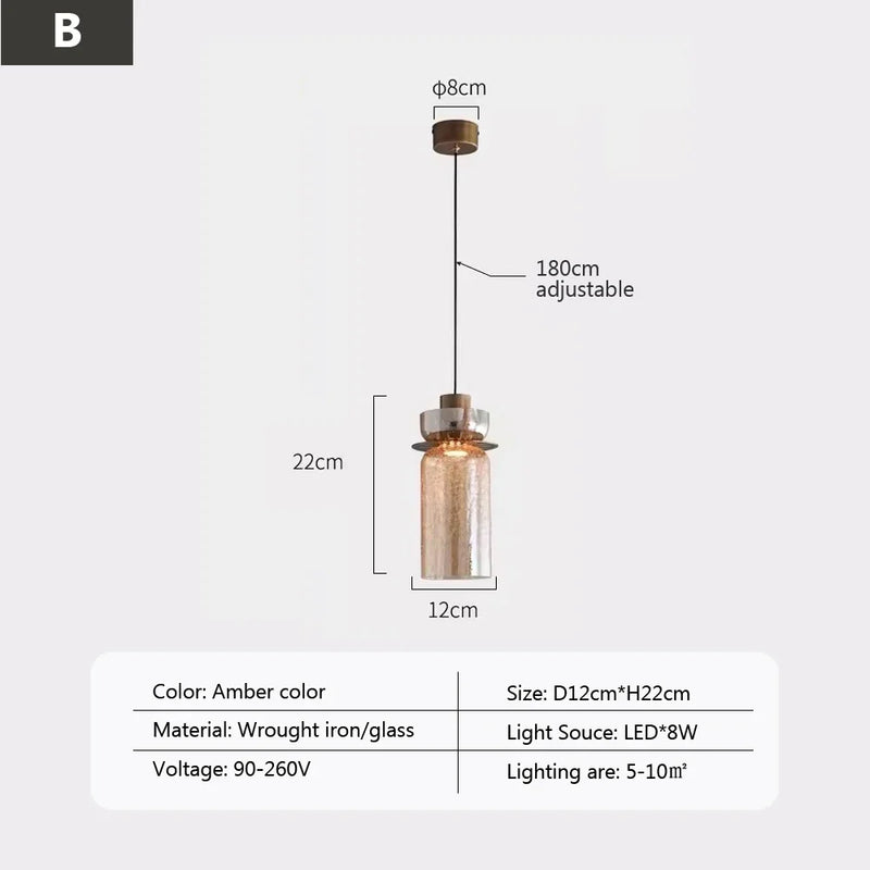 suspension led rétro en verre pour éclairage moderne et ambiance élégante