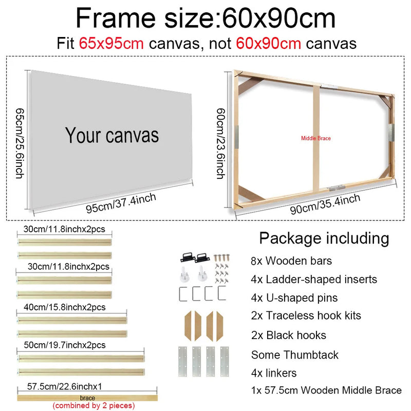 cadre mural en bois pour toiles et peintures décoratives