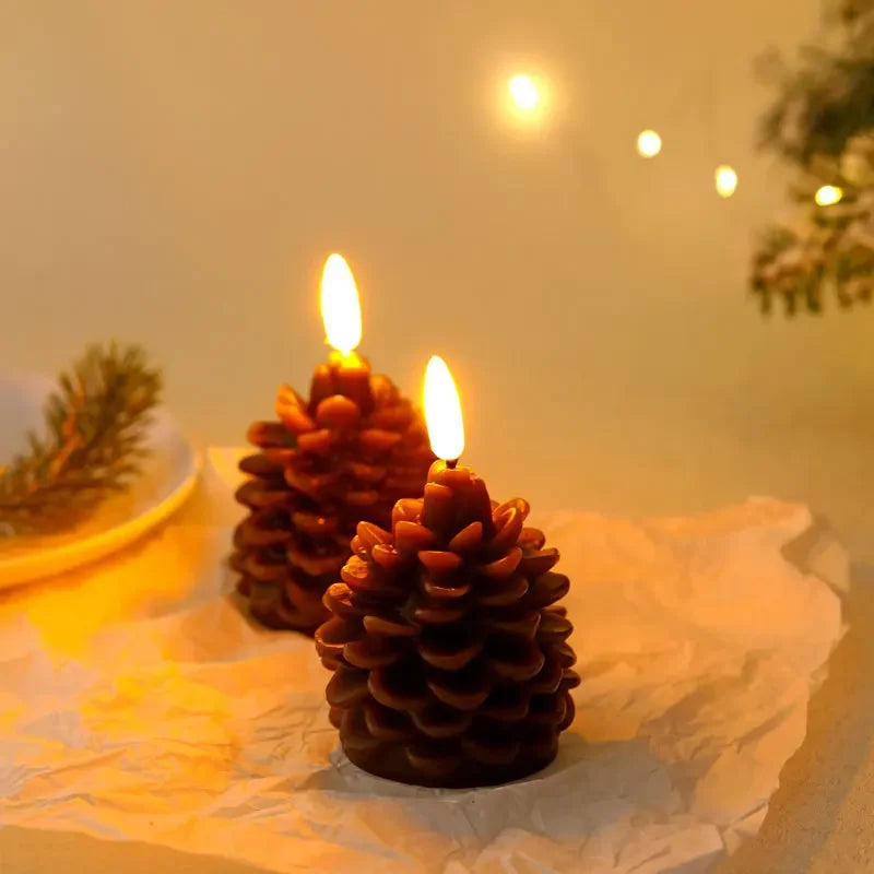 bougie led pomme de pin sans flamme pour décoration intérieure festive