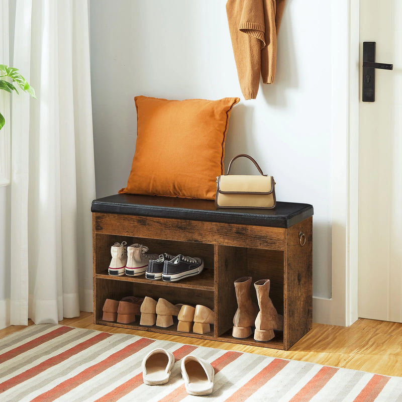 banc à chaussures avec rangement et assise confortable