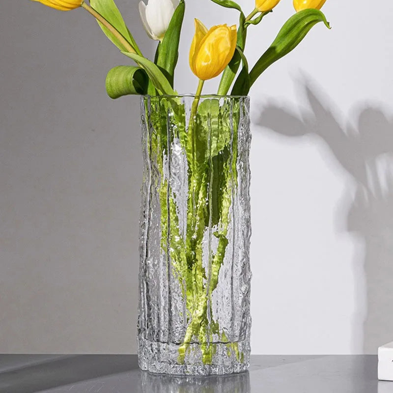 vase en verre transparent pour arrangement floral décoratif