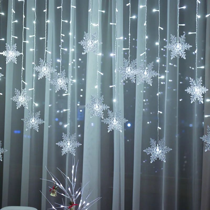 guirlande lumineuse led flocons de neige pour décorations de fête et Noël