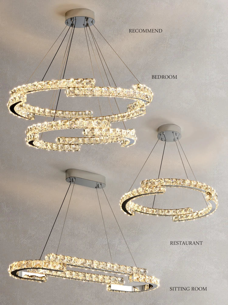 lustre led en cristal design luxe pour décoration intérieure