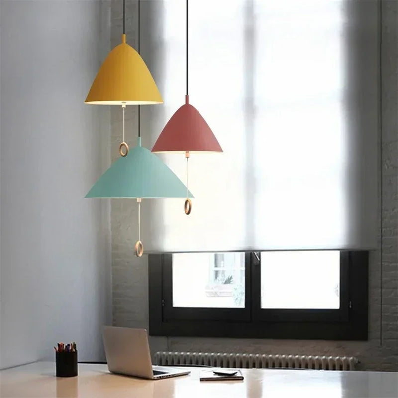 Denmark Designer Pendant Lamp Macaron Suspension Dinning Room Bedroom Ceiling Hanging Pull Switch Light Fixtures