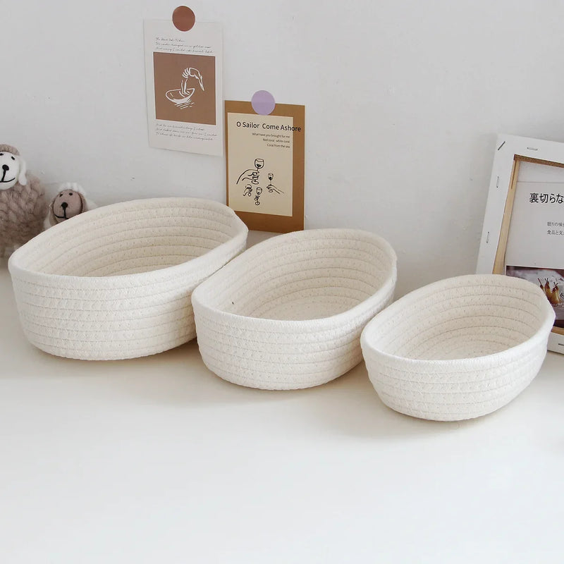 paniers en corde de coton pour rangement et organisation des objets