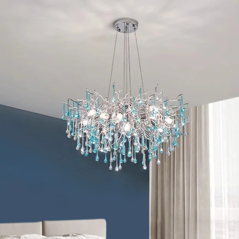 lustre moderne en verre bicolore style postmoderne avec led