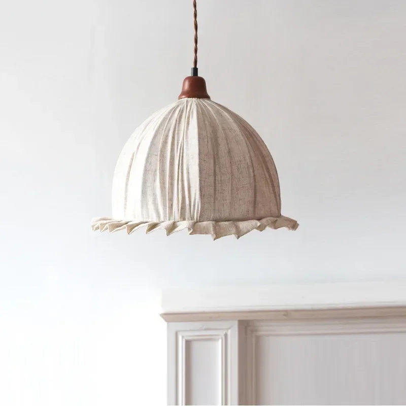 lustre en forme de bourgeon romantique en coton et lin