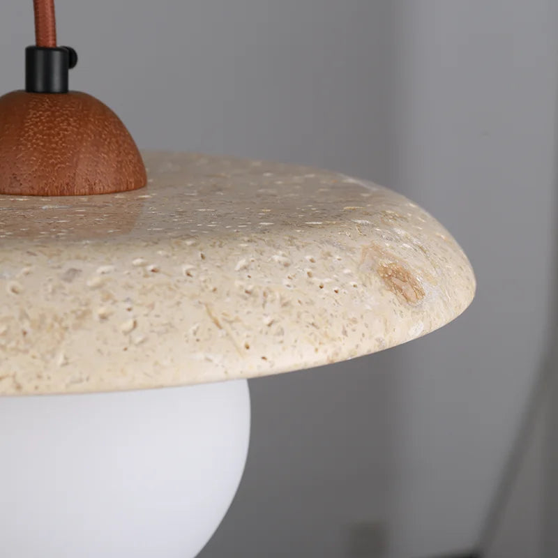 lustre led vintage avec suspension en pierre naturelle