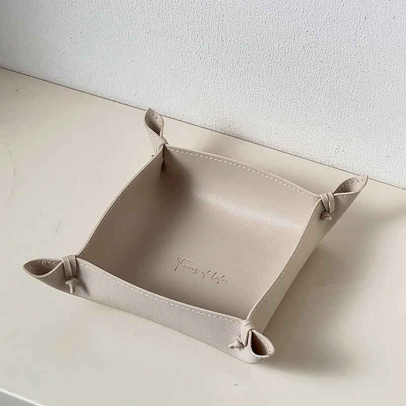 plateau de rangement en cuir pour dés bijoux et clés