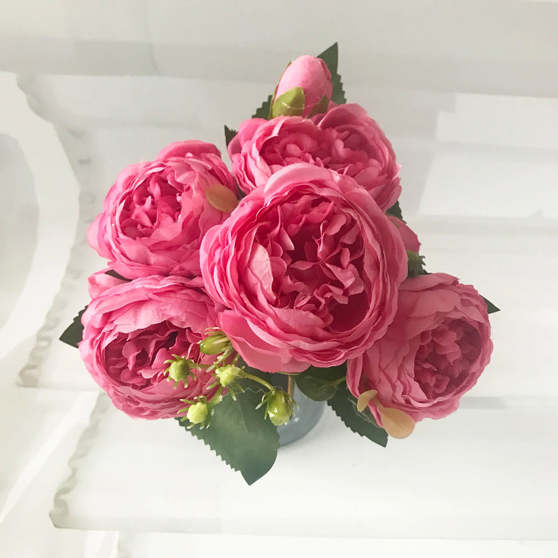 bouquet de pivoines artificielles pour décoration de mariage intérieur