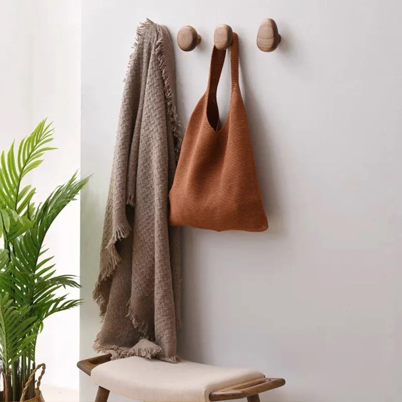 porte-manteau mural en bois naturel pour rangement décoratif