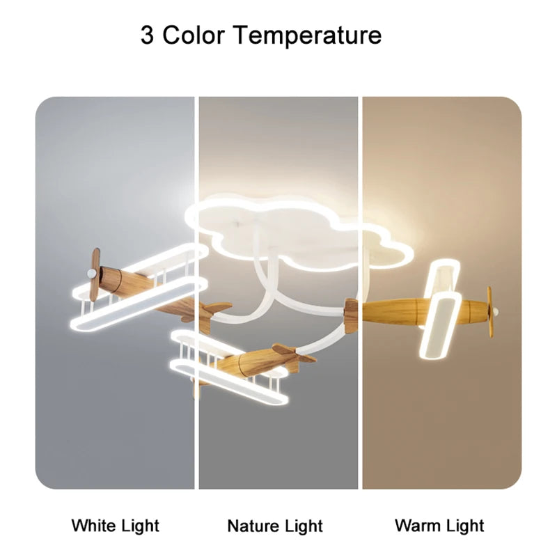 Creative Airplane Pendant Lamps Wooden Plane AC 220V 50W Children's Bedroom Ceiling Hanging Light Boy Girl Room Decorative Light