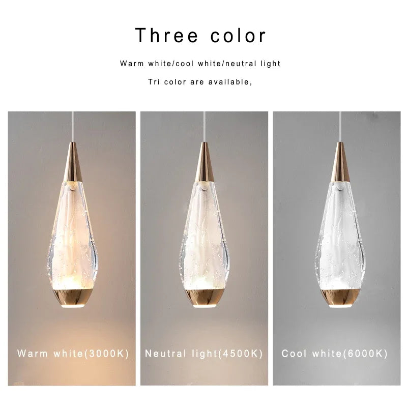 Lamp Modern 3-Lights Kitchen Island Pendant Lighting, Mini LED Light Fixtures Gold Crystal Hanging Light Fixture For Bedside R