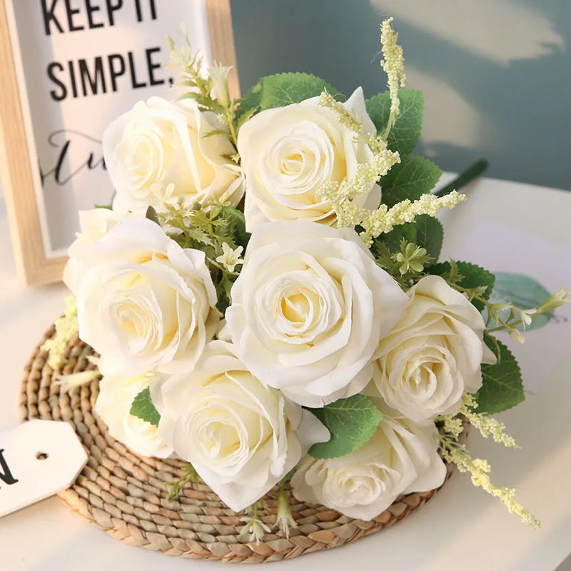 bouquet de roses artificielles pour mariage et décoration intérieure