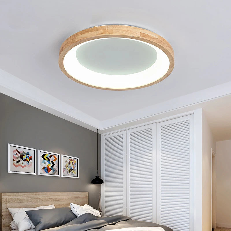 lampes de plafond en bois massif led simple japonais