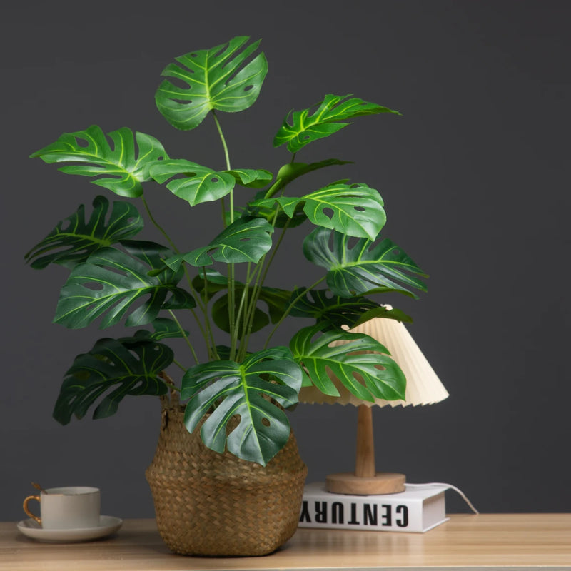 arbre artificiel monstera avec feuillage tropical pour décoration intérieure